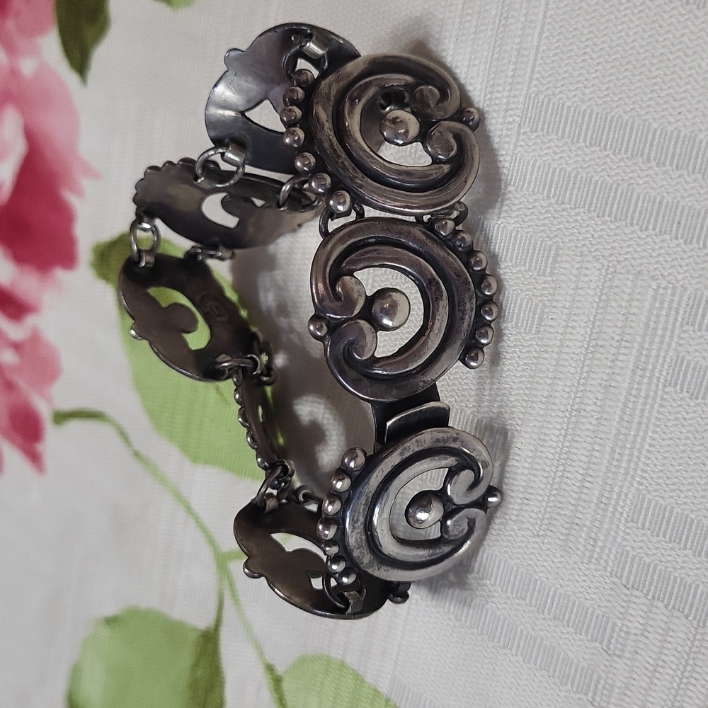 Vintage Los Castillo Mexican Sterling Silver Flower Bracelet - Picture 9 of 9